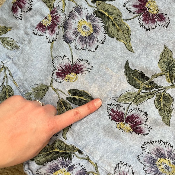 Habitat clothes to live in blue floral 100% linen midi skirt - Picture 3 of 9